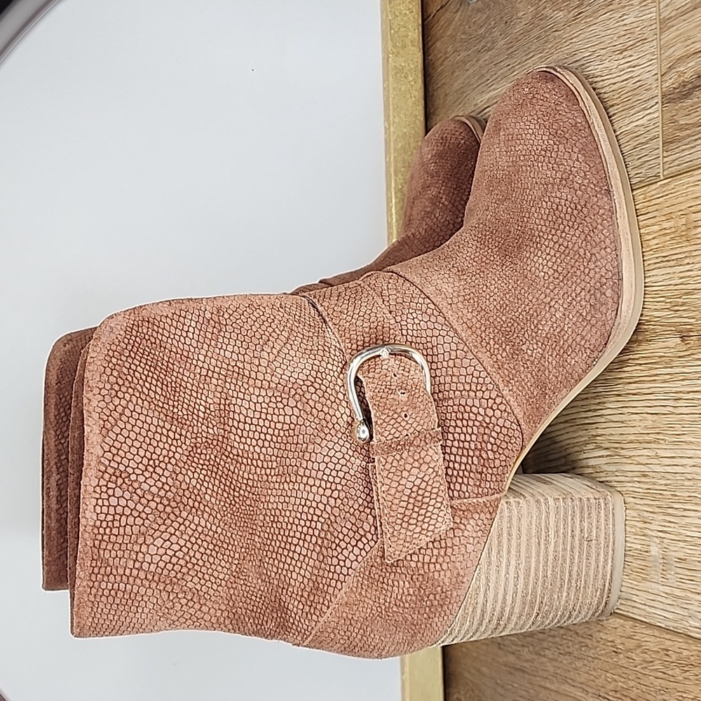 Isola Leather Slip On Boots Snake Skin Embossed